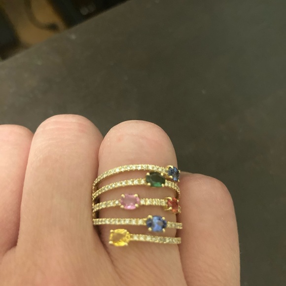 Effy Watercolors diamond and sapphire ring in 14k yellow gold - Picture 7 of 7